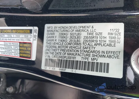 2023 Acura Rdx Technology Package from USA, damaged, VIN 5J8TC2H53PL000181
